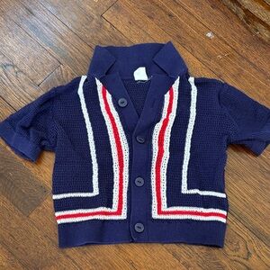 Navy Blue Kids button down with Red and White Stripes GAP